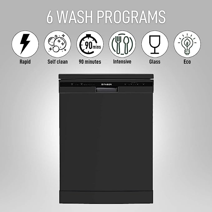 Faber 12 Place Settings Dishwasher (FFSD 6PR 12S, Neo Black, Best suited for Indian Kitchen, Hygiene Wash) (OPEN BOX) Faber 12 Place Settings Dishwasher (FFSD 6PR 12S, Neo Black, Best suited for Indian Kitchen, Hygiene Wash) (OPEN BOX)